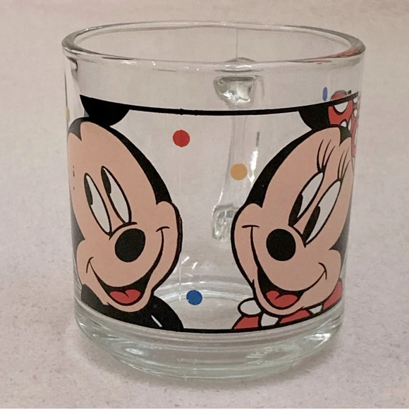 Vintage Disney Mickey & Minnie Mouse Glass Coffee Mug-Walt Disney Company-Retro - Picture 4 of 10